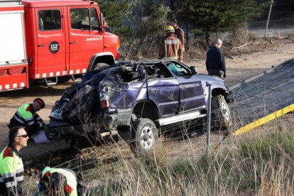 Pla obert del tot terreny accidentat a l'AP-7 a Cambrils el 12 d'abril del 2015.