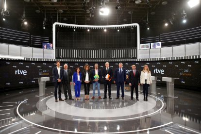 Imagen de los candidatos a las elecciones europeas en el debate de TVE.