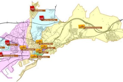 Mapa de districtes de Tarragona.