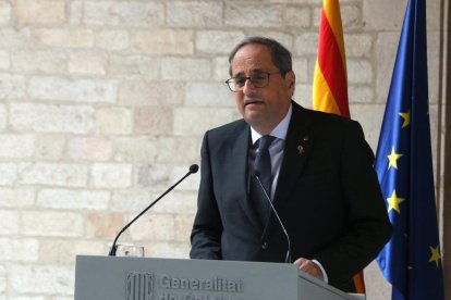 El president de la Generalitat, Quim Torra, durant la declaració institucional del 19 de desembre del 2019 després de la sentència del TSJC.