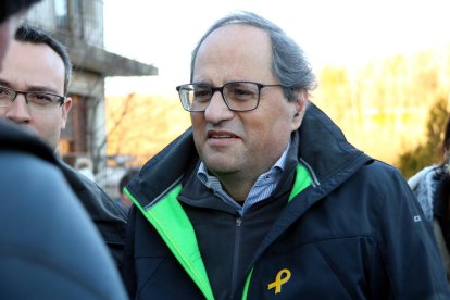 El president Quim Torra a la seva arribada a Molló.