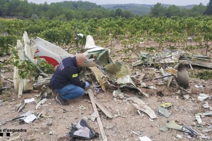 Imagen de la avioneta estavellad en Bonastre.