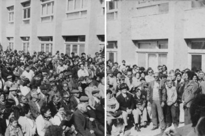 El comunista Marcelino Camacho, en el primer gran mitin electoral en Tarragona, celebrada en Bonavista en 1976.