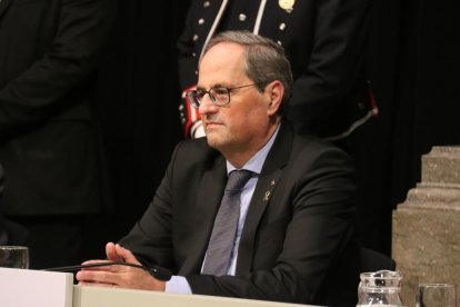 Pla mitjà del president de la Generalitat, Quim Torra, en el lliurament de les Medalles d'Or de la Generalitat.