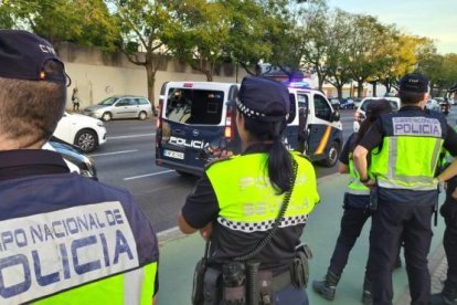 Agentes de la Policía Nacional y Local en Sevilla.