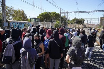 Manifestants, a l'estació