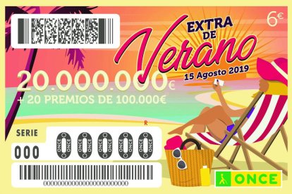 El Sorteo Extraordinario de Verano de lA ONCE ha puesto en juego un primer premio de 20 millones de euros, 20 de 100.000 euros cada uno y 119 de 60.000 euros.