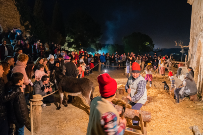 Pastorets, ahir, durant la representació del Pessebre Vivent.