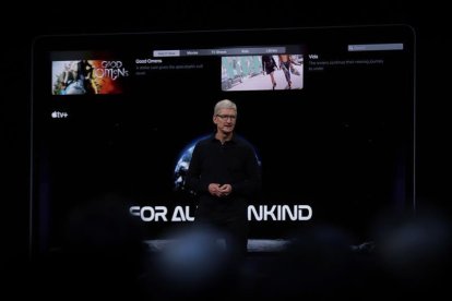 Tim Cook durant la presentació de les novetats d'Apple.