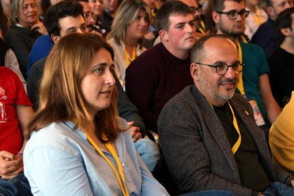 La excoordinadora general del Partit Demòcrata, Marta Pascal; y del diputado Carles Campuzano, en la clausura del XX Congrés de la Juventut Nacionalista de Catalunya celebrada en Reus.