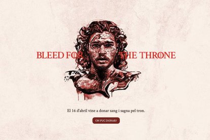 Una de las imágenes que abre la web dedicada a la donación de sangre vinculada a Juego de Tronos.