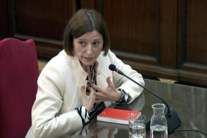 L'expresidenta del Parlament Carme Forcadell durant la seva declaració.