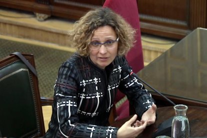 L'exconsellera d'Ensenyament Meritxell Ruiz, declarant com a testimoni al Tribunal Suprem.