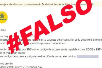 Els estafadors es fan passar per la companyia de missatgeria a través d'un correu electrònic.