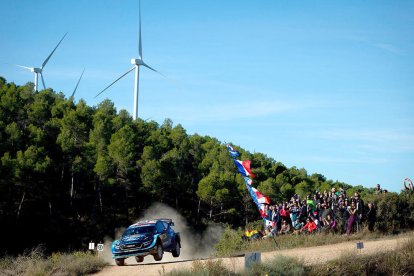 El pilot britànic, Elfyn Evans, de l'equip M-Sport Ford WRT, durant la primera jornada del Ral·li Catalunya-Costa Daurada