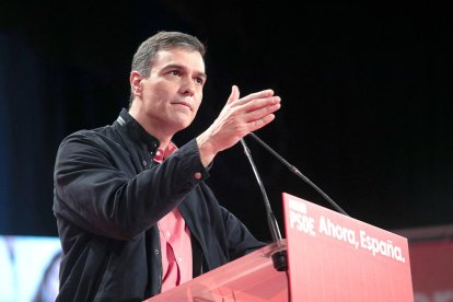 Imagen de archivo del líder del PSOE, Pedro Sánchez, en un mitin.