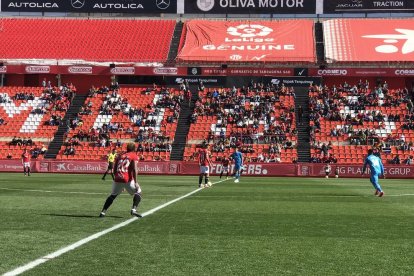 Imagen del partido de hoy entre el Nàstic y el Valencia Mestalla