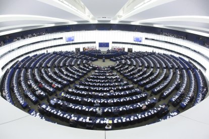 Gran plano general del pleno del Parlamento Europeo en Estrasburgo.