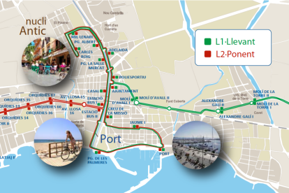 Las dos líneas de bus urbano conectarán el casco antiguo con el puerto, y el centro con los barrios de Llevant y Ponent.