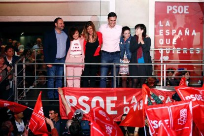 Pedro Sánchez celebrando el resultado de las elecciones del 28-A.