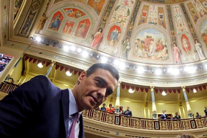 El candidat a la presidencia del govern espanyol, Pedro Sánchez, al Congrés.