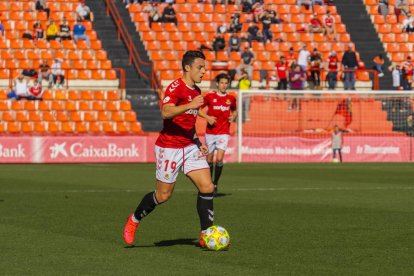 Pol Ballesteros, en el Nàstic-Ebro del 2 de febrer.