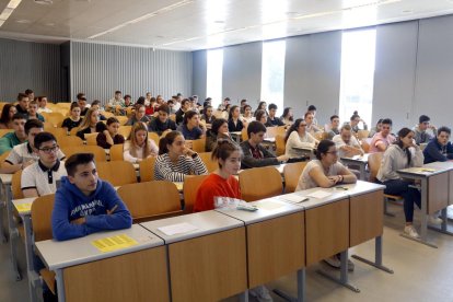 Una classe a la Facultat d'Economia i Dret de la Universitat de Lleida durant les proves de l'any passat.