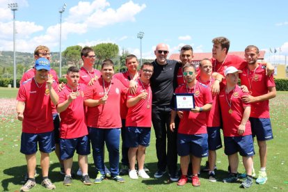 Los jugadores del Nàstic Genuine preparan uno de los partidos que disputaron.