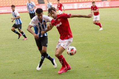 Pedro Martín, durante el Nàstic-Espanyol B del pasado sábado en el Nou Estadi (2-2).