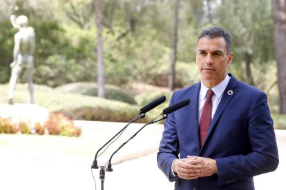 Pedro Sánchez durante la rueda de prensa.