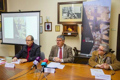 Pallejà, Boada y Nolla, ayer en la presentación de los actos del 475.º aniversario de la Sangre.