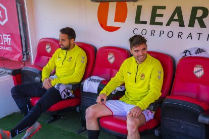 Fran Carbia en el primer partit convocat amb el Nàstic enguany.