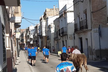 Imagen del acto con un toro en Santa Bàrbara.