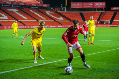 David Goldar, durante el Nàstic-Olot correspondiente a la Copa del Rey de esta 2019-20.