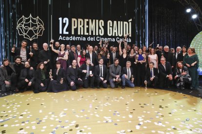 Foto de familia de los premiados en los Premis Gaudí, el 19 de enero del 2020.