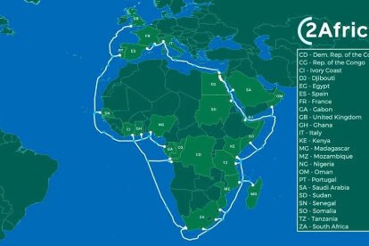 Imatge del recorregut del cable de fibra òptica, que arribaerà a la costa catalana.