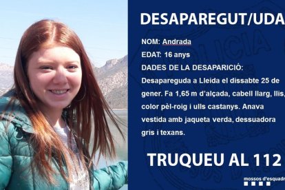 Imagen difundida para encontrar a la joven.