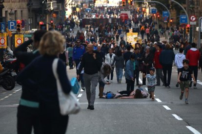 La Via Laietana cortada al tráfico el 1 de febrero de 2019.