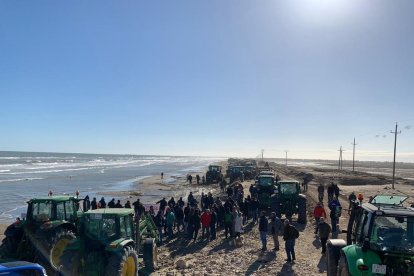 Imagen de la protesta de los agricultores en el Delta del Ebre