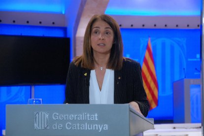 La consellera de la presidència, Meritxell Budó, durant la roda de premsa de seguiment de la crisi del coronavirus