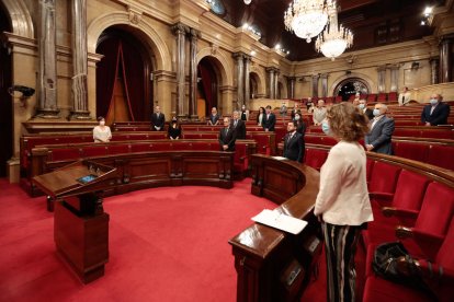 Plano general del pleno del Parlament cuando se ha hecho un minuto de silencio por las víctimas y familiares de la covid-19.