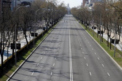 El Paseo de la Castellana, en Madrid, durante el estado de alarma.