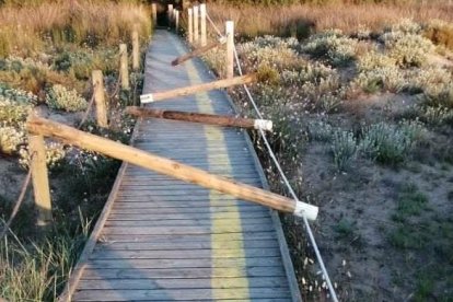 Imatge de les fites tombades a Torredembarra