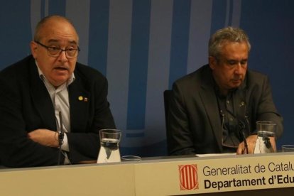 El conseller de Educación, Josep Bargalló, durante una rueda de prensa