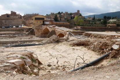 Imatge d'arxiu del pont vell de Montblanc que va quedar destruït.