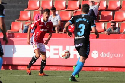 Sergi Cardona, fa dues temporades, al Nou Estadi contra el Lugo, en partit de Segona A.