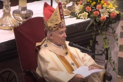 El cardenal Cañizares durante la misa del Corpus Christi.