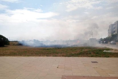 El fuego se ha producido en un solar de la calle Comte de Santa Coloma.