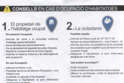 Este es el panfleto donde se pueden leer los consejos sobre qué hacer en caso de ocupación.