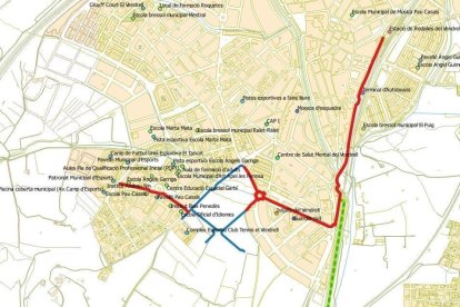 Mapa de l'itinerari per on transcorrerà el carril bici de dos quilòmetres